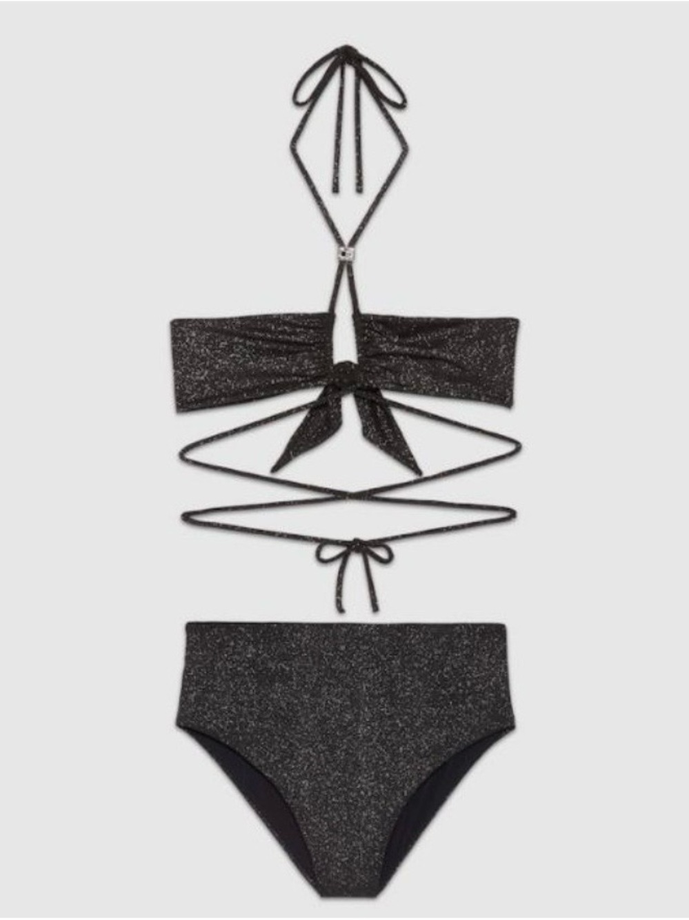 Gucci Black Metallic Sparkling Jersey Bikini Set